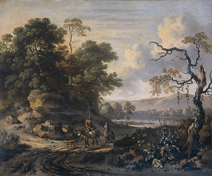 Jan Wijnants Landscape with donkey rider.